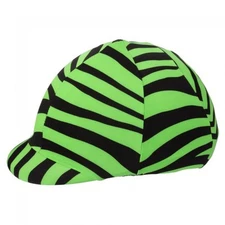 Tough-1 Lycra Spandex Fun Print "Green Zebra" Helmet Cover horse tack 19-715