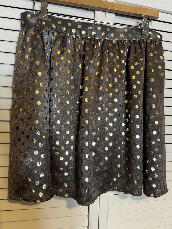 MODCLOTH Women’s Size XL XLarge Skirt Aline Polka Dot Mini Length Lined Pockets - Image 3 of 4
