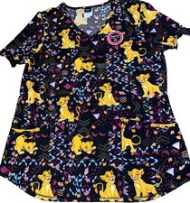 Women's Scrubstar Simba V-Neck Print Scrub, Size M