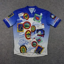 VINTAGE Louis Garneau Jersey Mens Medium Blue Cycling Art Outdoors Bicyclist 90s