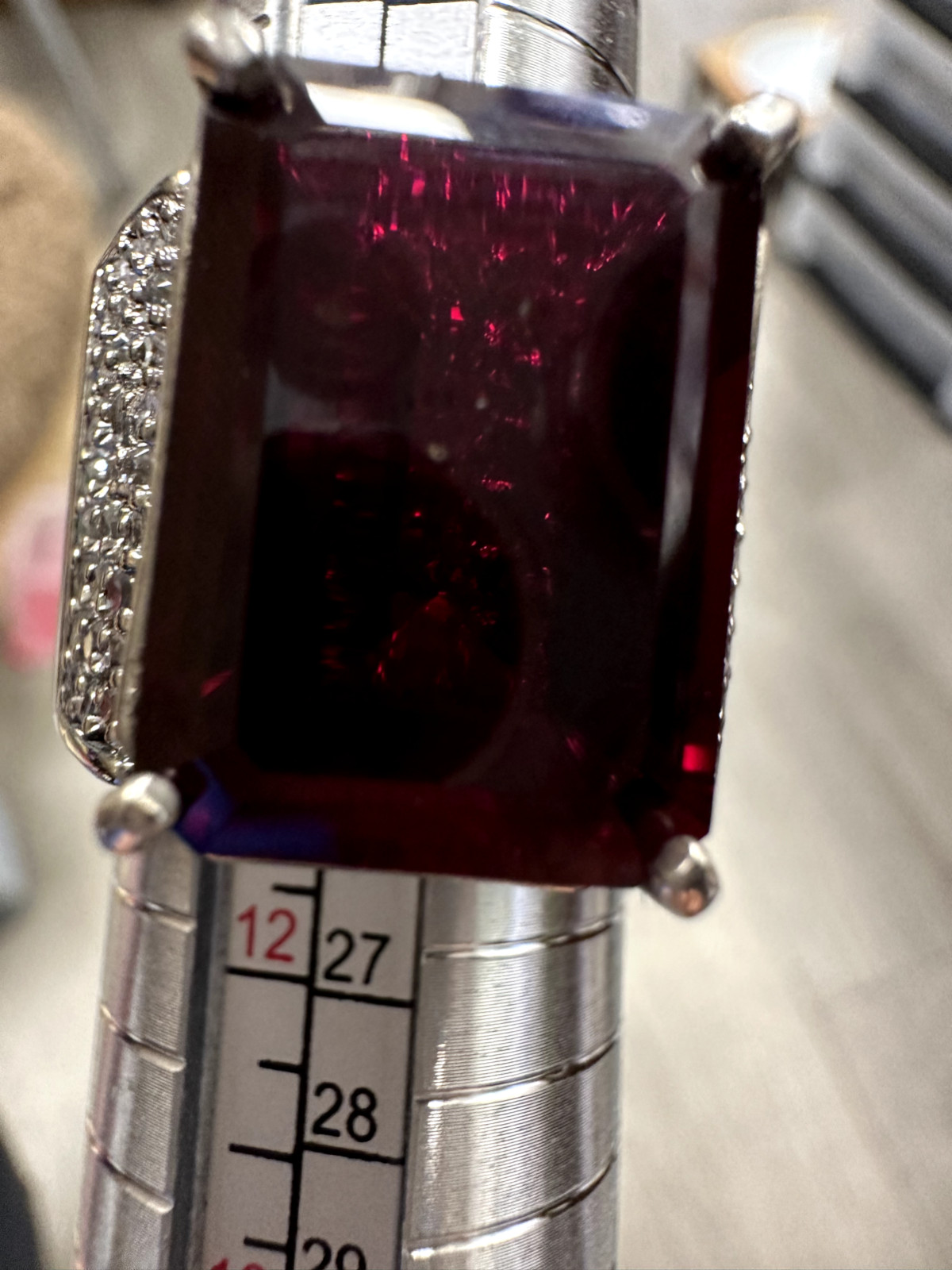 Solid .925 Sterling Silver Square Ruby Red Stone … - image 6