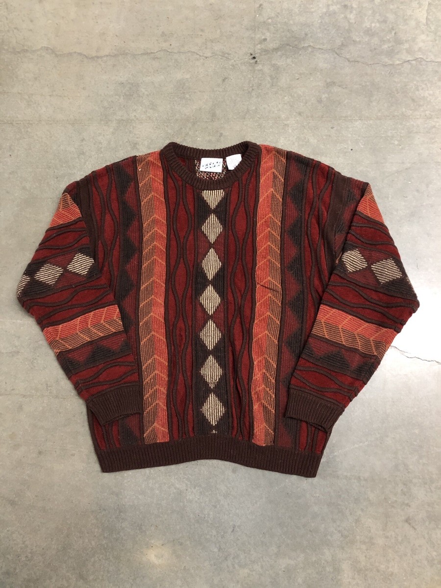 Vintage 90's Coogi Style Knit Multi Color Sweater Men's Size Large