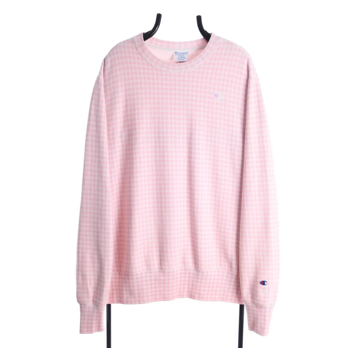 Vintage Champion Reverse Weave Sweatshirt HVN Pink Gingham Pattern XL XDC  F57 | eBay