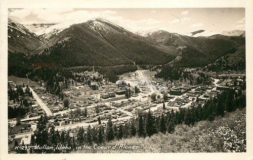 Ross Hall RPPC H-297 Town View Mullan ID in the Coeur d'Alenes, Shoshone County - 第 1/2 張圖片