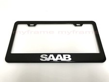 Saab Black Metal License Plate Frame Included 2 Free Screw Caps And Caps
