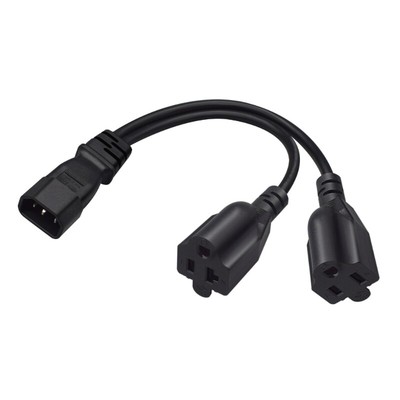 1ft/32cm IEC320 C14 to Nema 5-15R+ 5-20R AC-Power Extension Cable Adapter Cord