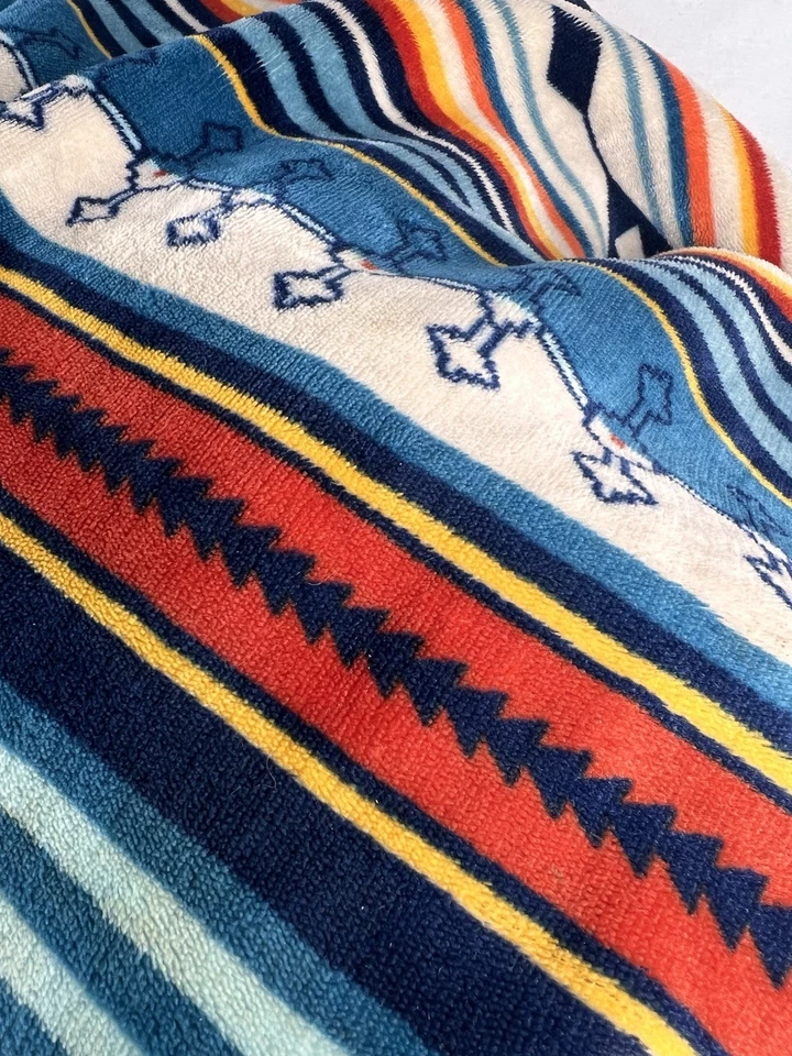 Soft Retro Blanket Fleece /Sherpa Southwest Geometric Colorful Couch Throw EUC - Image 4 of 4