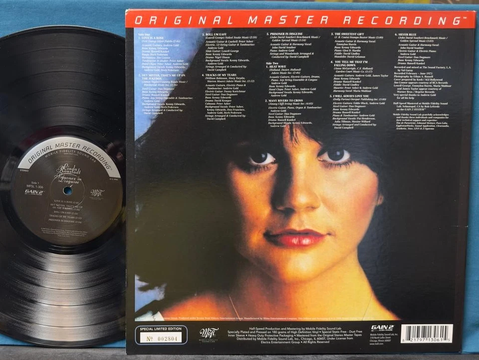 LINDA RONSTADT PRISONER IN DISGUISE~LIMITED NUMBERED '08 MFSL 180g AUDIOPHILE LP Foto 2 de 3