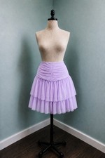 Maeve Anthropologie L 16 Lavender Tiered Tulle Ruched Short Skirt Discontinued