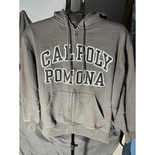 Vintage JanSport Cal Poly Pomona Zip Up Hoodie Sweatshirt Grey Mens Size M Y2K - product listing photo