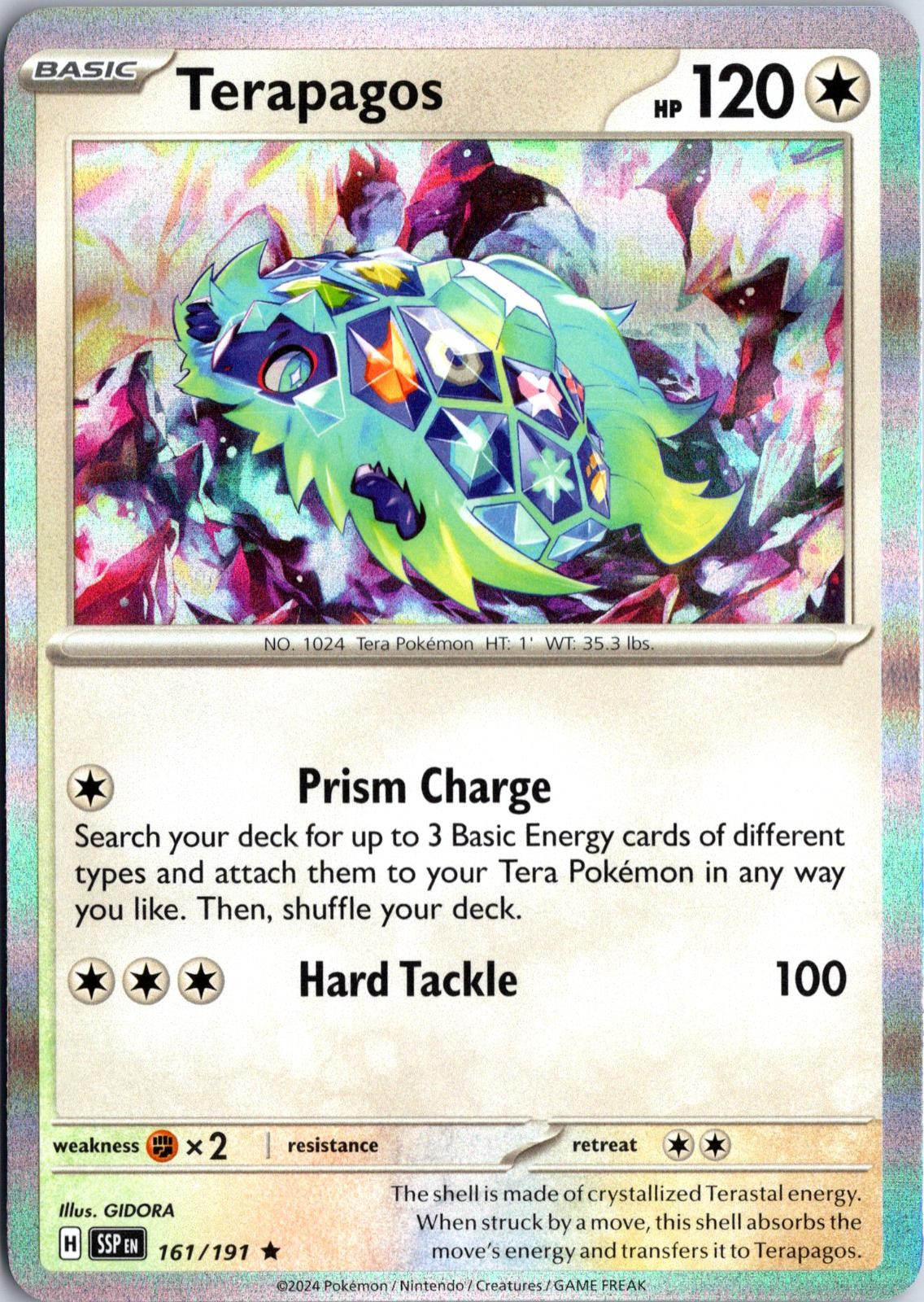 Terapagos 161/191 Near Mint Rare Surging Sparks Pokemon Holo