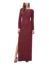 JS COLLECTION Womens Maroon Long Sleeve Full-Length Evening Gown Dress 12