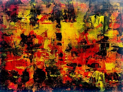 Gerhard Richter Original Painting Red Yellow German Abstract Expressionist G19