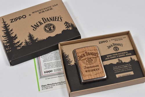 NOS Zippo Jack Daniel’s Woodchuck Barrel Wood Lighter 2022 Sealed NIB