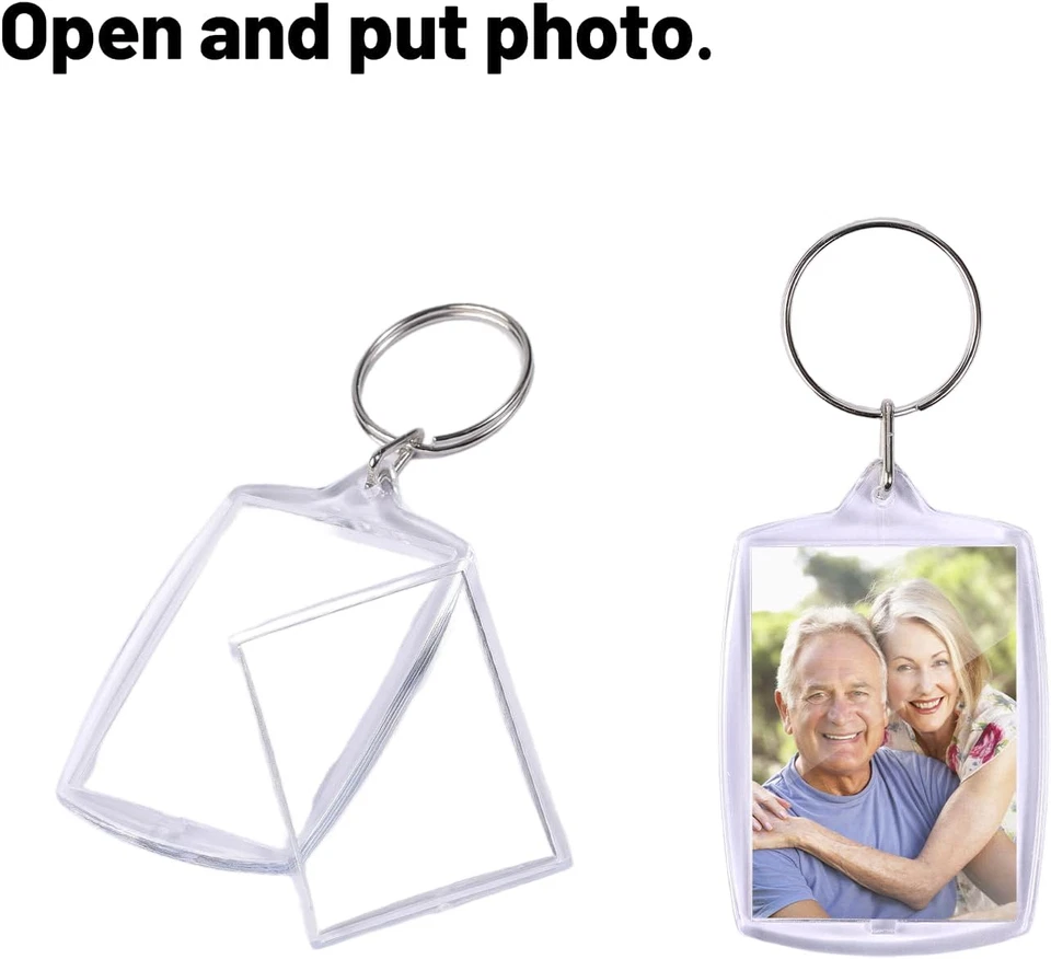 30Pcs Clear Acrylic Pendant Keychain Frame, Rectangle Photo Insert Holders - Image 4 of 4
