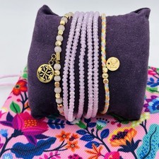 Rustic Cuff Pink Bracelet Stack Set Floral Gi...