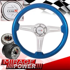 Metallic Blue Steering Wheel Gunmetal Slim Quick Release + Hub For 03-15 Accord