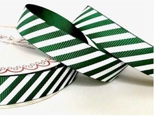 Grosgrain Ribbon Candy Striped Red, Green 22mm & 9mm Sold By The Meter