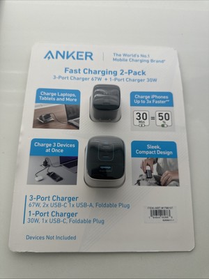 Anker Fast Charging  67W and 30W Wall Chargers with Foldable Plug for Travel