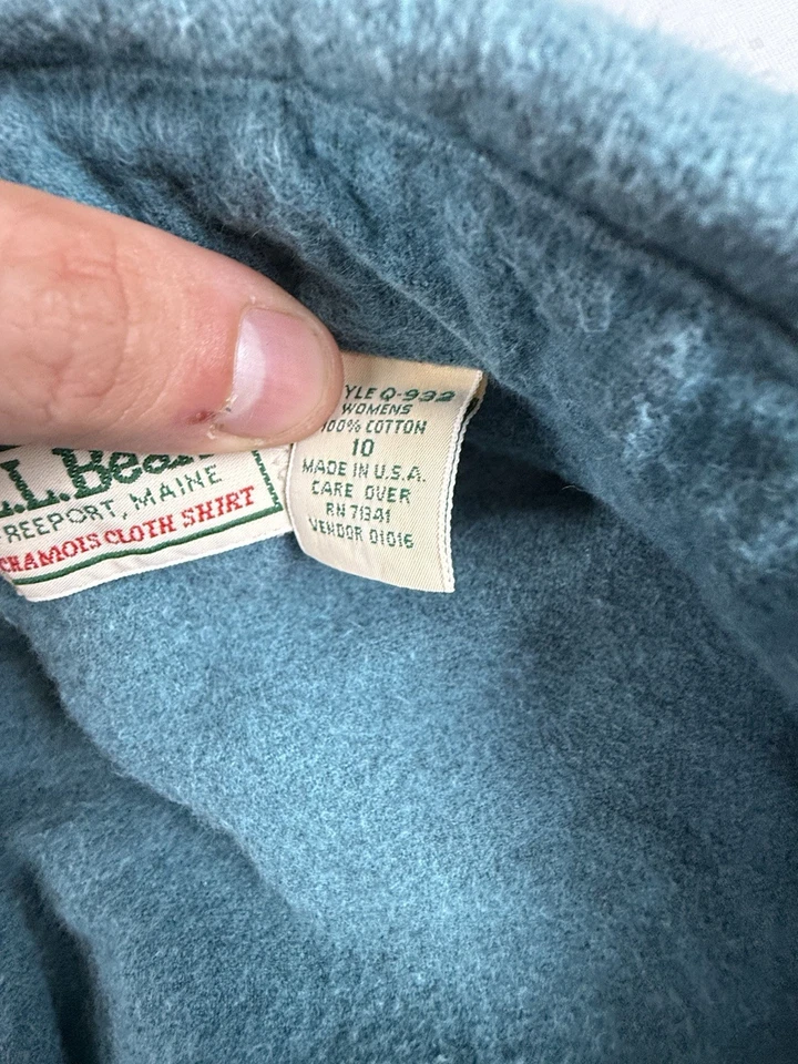 Camisa De Colección LL Bean 100% Algodón Gamuza Botón Manga Larga Mujer 10 Foto 3 de 4