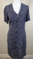 Gap Women’s 8 Tall Navy Floral Button Front Midi Dress Short Sleeve Pockets