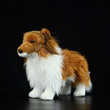 Simulation Brown Border Collie 29cm Plush Stuffed Animal Educational Doll Toy