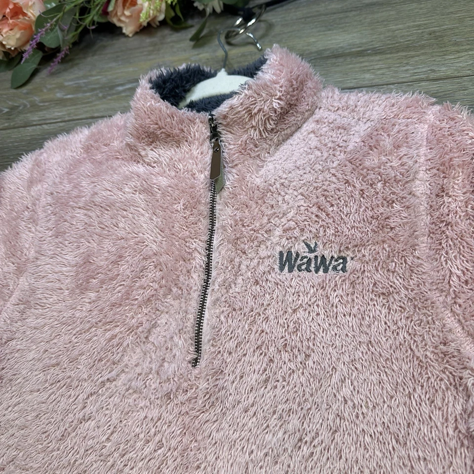 Sudadera para mujer Wawa talla grande rosa mullida peluda empleado gas 1/4 cremallera chaqueta Foto 2 de 4