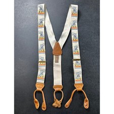 VTG Trafalgar Suspenders Braces Cream GOP Elephant Silk Leather Limited Edition