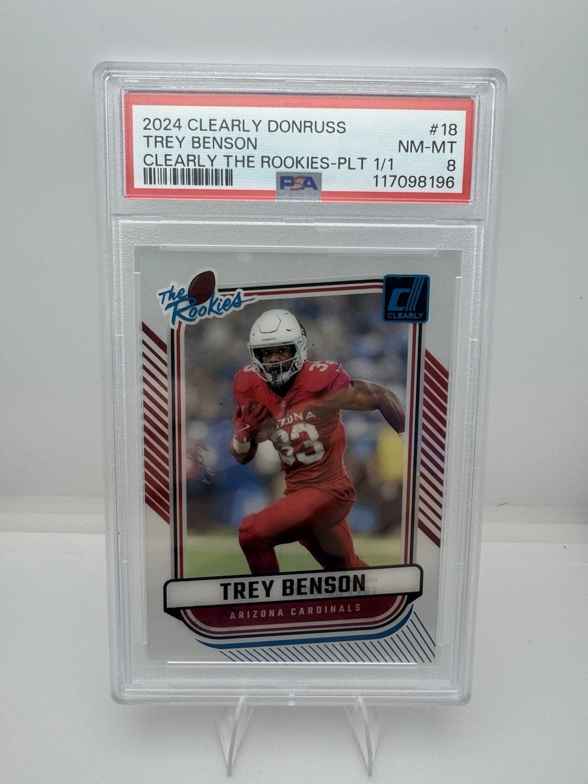 Trey Benson Panini Clearly Donruss Clearly the Rookies #18 Platinum 1/1