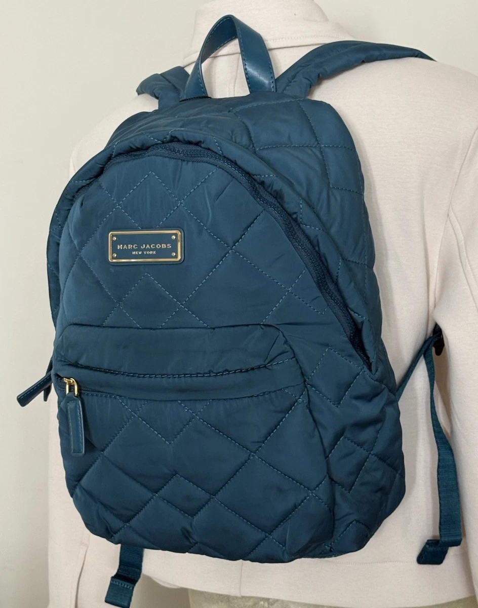 NEW Marc Jacobs Small Blue Quilted Backpack Bookbag Nylon Fabric Womens Marc Jacobs Small Quilted Nylon Azure Blue Backpack Bookbag  main image 4