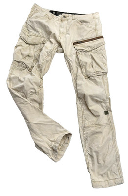 G Star Raw Pants Mens 34x32 (35 actual)Beige Cargo Rovic Zip 3D Straight Tapered