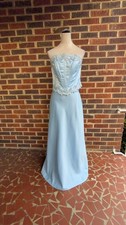 VTG Y2K Eureka USA Satin Corset  Skirt 2-Piece Formal Gown-Ice Blue- Sz L