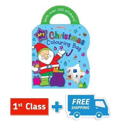 Single Book Christmas Colouring & Sticker Bag Book Kids Childrens Activity Book.