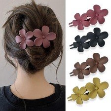 AIUPUOC Flower Hair Clips, Matte French Barrettes, 1 Count Pack of 4 , Black