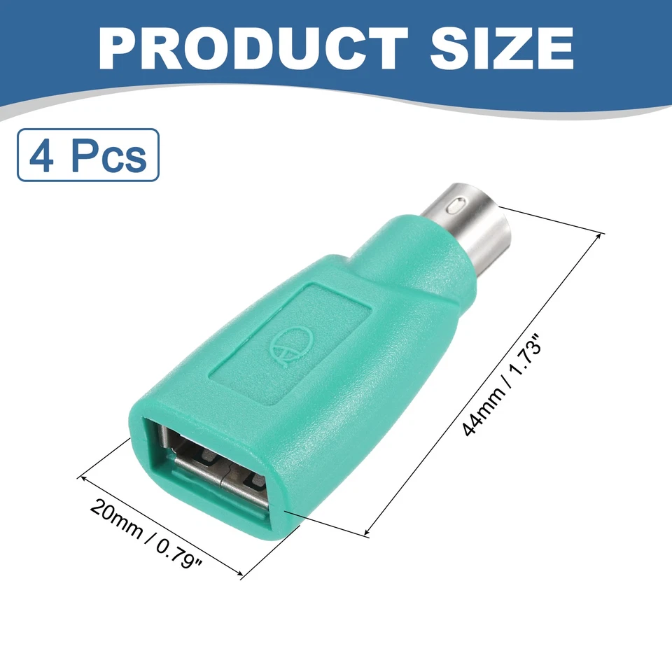4 Pcs PS/2 to USB Port, PS/2 to USB Adapter PS/2 Female to USB Male, Green — 第 2/4 张图片