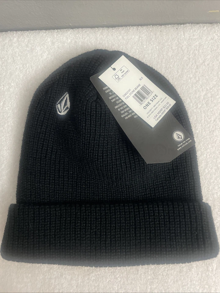 NUEVO CON ETIQUETAS Volcom Para hombres Flexfit Sombrero Piedra Brezo Carbón/Volcom OSFA Gorro Negro NUEVO Foto 3 de 4