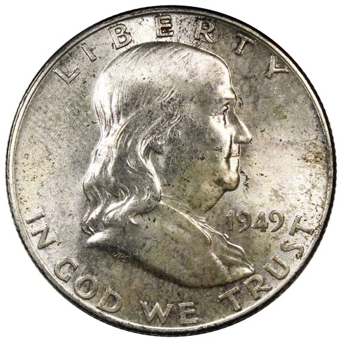 1949-P Franklin Half Dollar BU+ Uncirculated Better Date FULL BELL LINES A2866