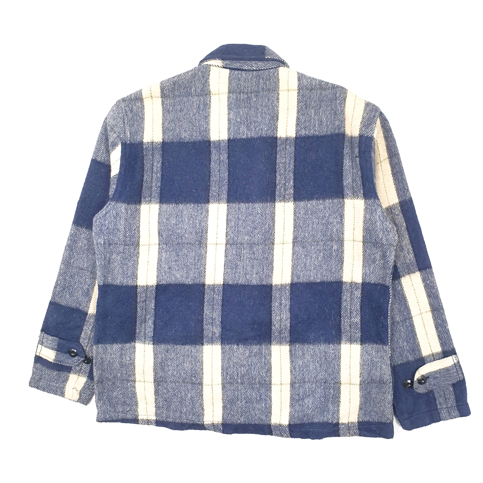 SEARS Wool Jacket Coat Vintage 1970s Plaid Mackinaw Cruiser Mens M image 4