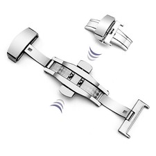 Stainless Steel Double Button Butterfly Deployment Clasp Watch Band Strap Buckle