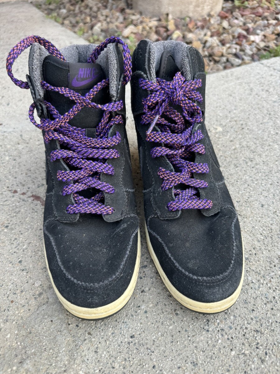かえで Nike Dunk Sky High Black Suede Purple Wedge Women's Size 10