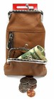 Multi Function Leather Cigarette Case Pouch Coin Purse Snap Top Zipper Lt BROWN