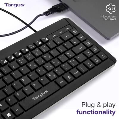 Targus Compact USB Wired Multimedia Keyboard Akb631 Black for sale 