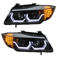 Scheinwerfer 3D Angel Eyes FüR BMW E90 E91 Bj. 2005-2008 Schwarz Mit LED Blinker