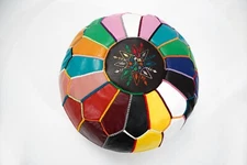 Multicolor Moroccan Leather Pouf – Premium Handmade Ottoman – Genuine Leather