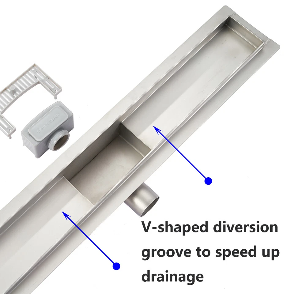 LINEAR SHOWER DRAIN STAINLESS STEEL WETROOM BATHROOM CHANNEL GULLY TRAP WASTE - Image 3 of 4