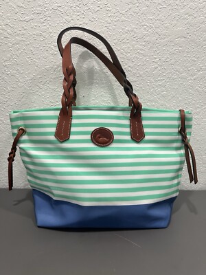 Dooney & Bourke Hand Bag Shopper Tote Nylon Sea Foam Blue W/Handles