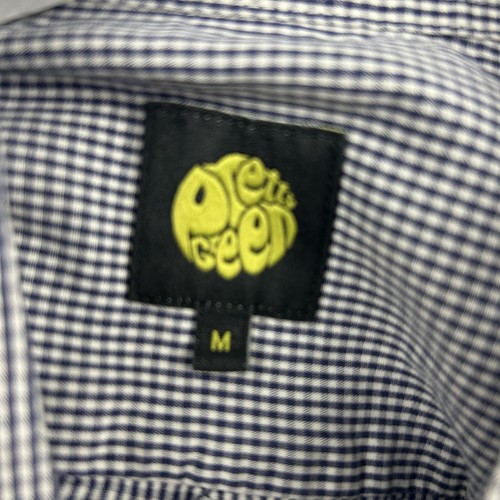 Pretty Green Shirt Mens Medium Blue Check Long Sleeve 100% Cotton Oasis - Picture 3 of 6