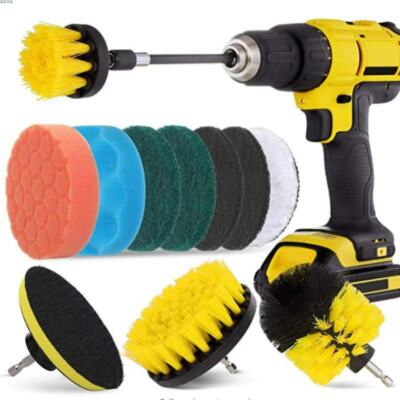 #ad Drill Brush Set 3 8 12 pc Tile Grout Power Scrubber Cleaner Spin Tub Shower Wall $11.99