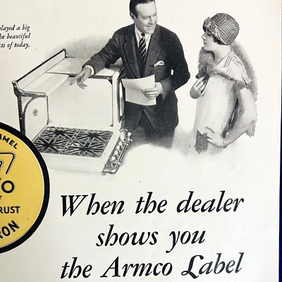 Vintage Magazine Ad 1927 Ephemera Armco Porcelain Enamel Oven