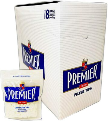 Premier Premium Filter Tips - 18mm - 200 Filters Per Bag [18-Bags]